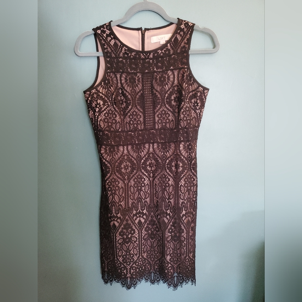 Ann Taylor Loft black lace cocktail dress 6P